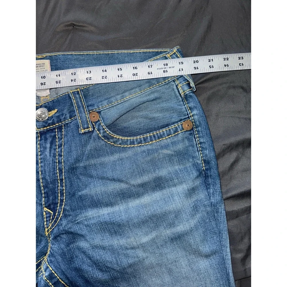 True Religion Mens Ricky‎ Big T Straight Jeans Medium Wash Blue Denim Size 38